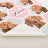 Aangepaste geometrische fotocollage Pet Monogram R Sherpa Deken (3/4)