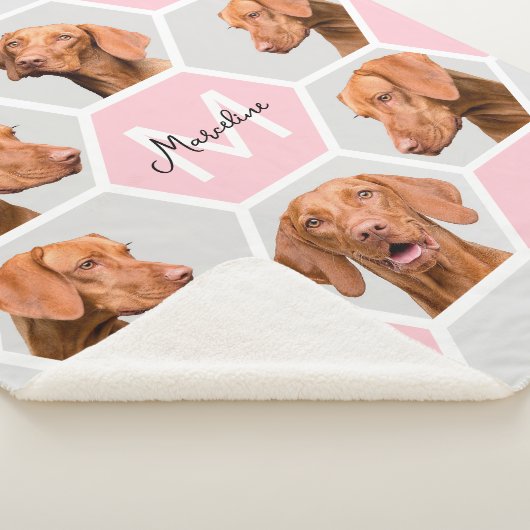 Aangepaste geometrische fotocollage Pet Monogram R Sherpa Deken (3/4)