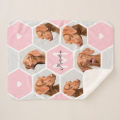 Aangepaste geometrische fotocollage Pet Monogram R Sherpa Deken (Voorkant (horizontaal))