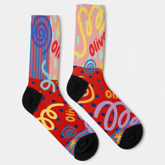 Aangepaste geometrische kleuren mannen sokken (Rechts)