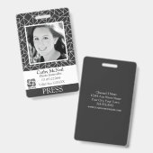 Aangepaste geometrische verslaggever Fotograaf BW  Badge (Voor- en achterkant)
