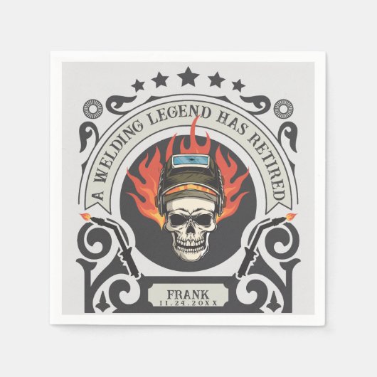 Aangepaste gepensioneerde lasser legende voeg naam servet (Voorkant)