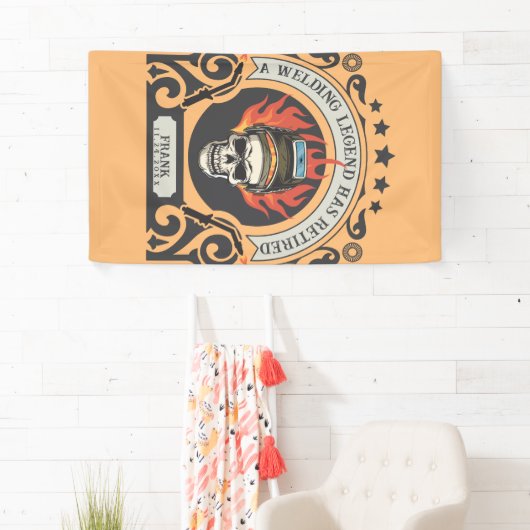 Aangepaste gepensioneerde lasser legende voeg naam spandoek (Insitu)