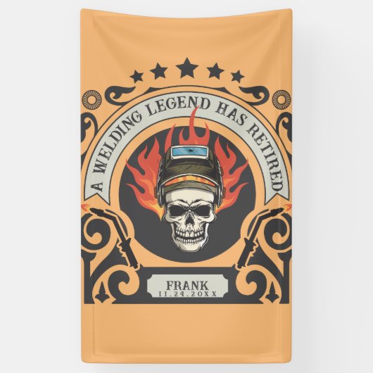 Aangepaste gepensioneerde lasser legende voeg naam spandoek (Verticaal)