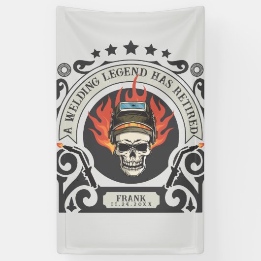 Aangepaste gepensioneerde lasser legende voeg naam spandoek (Verticaal)