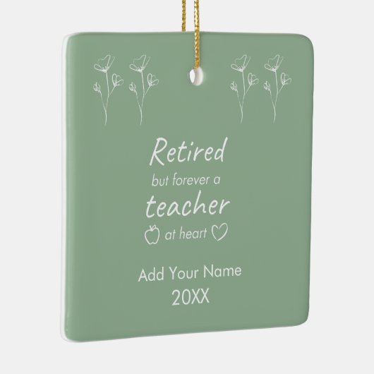 Aangepaste Gepensioneerde Leraar Sage Groen Monogr Keramisch Ornament (Rechts)