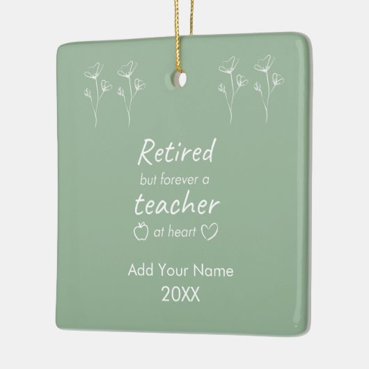 Aangepaste Gepensioneerde Leraar Sage Groen Monogr Keramisch Ornament (Links)