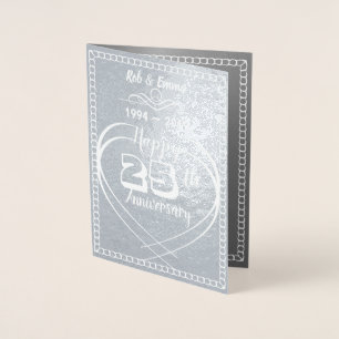 Aangepaste Gepersonaliseerde 25e Zilveren Jubilea  Folie Kaarten