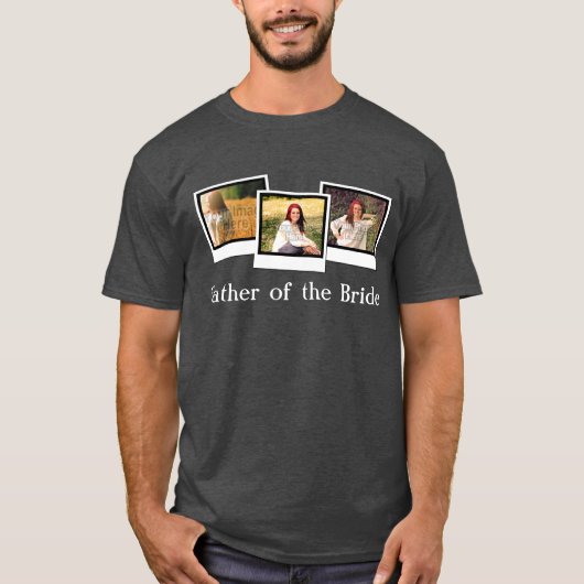 Aangepaste Gepersonaliseerde 3 Foto Vader van de B T-shirt (Voorkant)