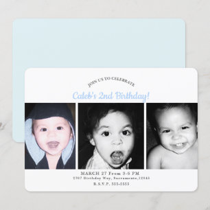 Aangepaste gepersonaliseerde 3 foto's foto verjaar kaart