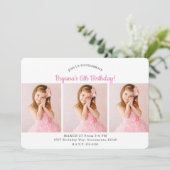 Aangepaste Gepersonaliseerde 3 Foto's Verjaardagsf Kaart (Staand voorkant)