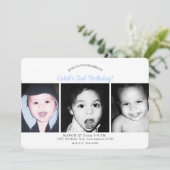Aangepaste Gepersonaliseerde 3 Foto's Verjaardagsf Kaart (Staand voorkant)