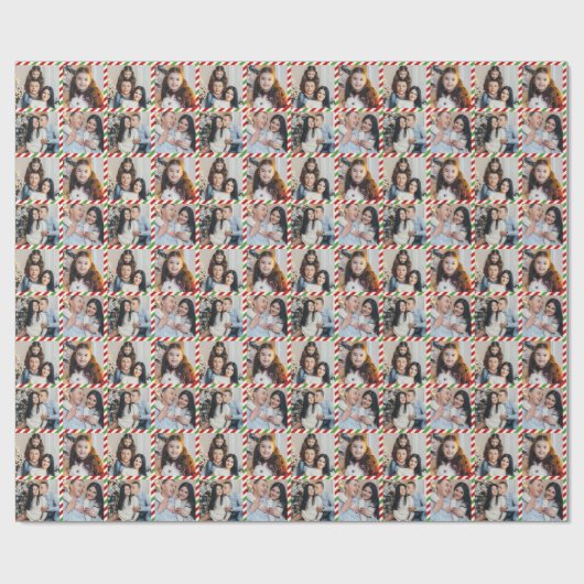 Aangepaste gepersonaliseerde 4 foto's Collage Kers Cadeaupapier (Vlak)