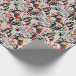 Aangepaste gepersonaliseerde 4 foto's Collage Kers Cadeaupapier