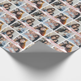 Aangepaste gepersonaliseerde 4 foto's Collage Kers Cadeaupapier