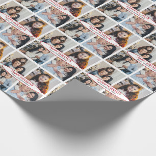 Aangepaste gepersonaliseerde 4 foto's Collage Kers Cadeaupapier
