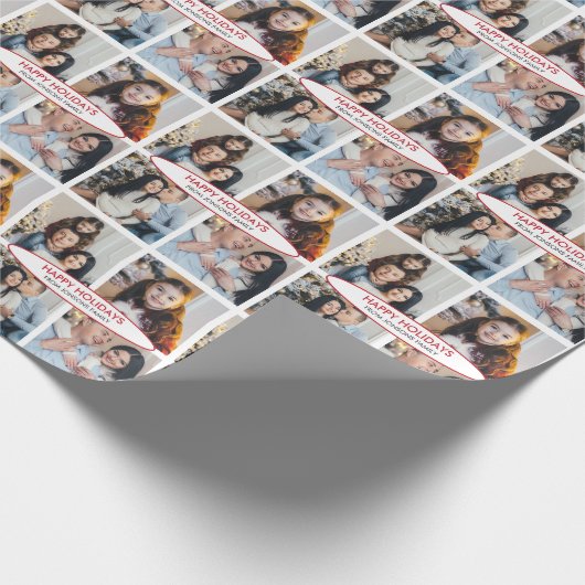 Aangepaste gepersonaliseerde 4 foto's Collage Kers Cadeaupapier (Hoek)