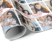 Aangepaste gepersonaliseerde 4 foto's Collage Kers Cadeaupapier (Rol Hoek)