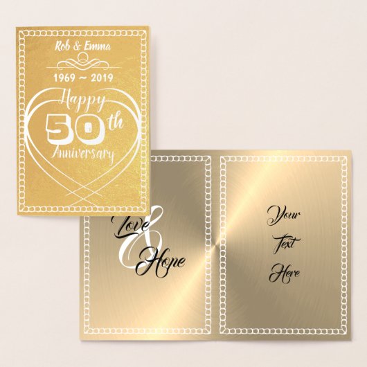 Aangepaste gepersonaliseerde 50e Golden Jubileum K Folie Kaarten (Display)