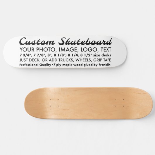 Aangepaste gepersonaliseerde 8,25" Skateboard Deck (Horizontaal)