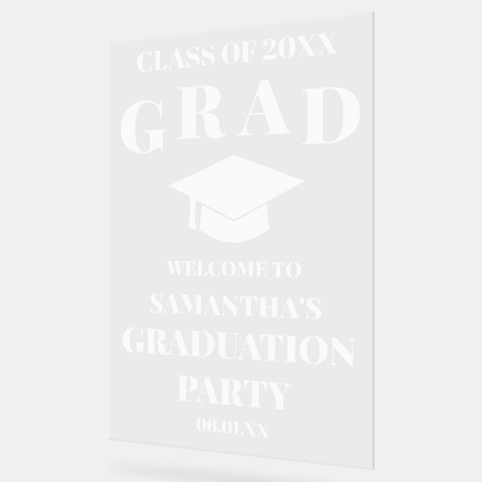Aangepaste gepersonaliseerde afstudeerfeest welkom acryl bord (Hoek)