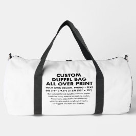Aangepaste gepersonaliseerde All Over Print Duffel Plunjezak