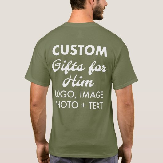 Aangepaste gepersonaliseerde Back Mannen Army Gree T-shirt (Achterkant)