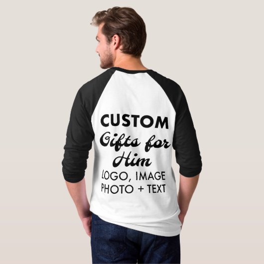 Aangepaste gepersonaliseerde Back Mannen Baseball  T-shirt (Achterkant volledig)