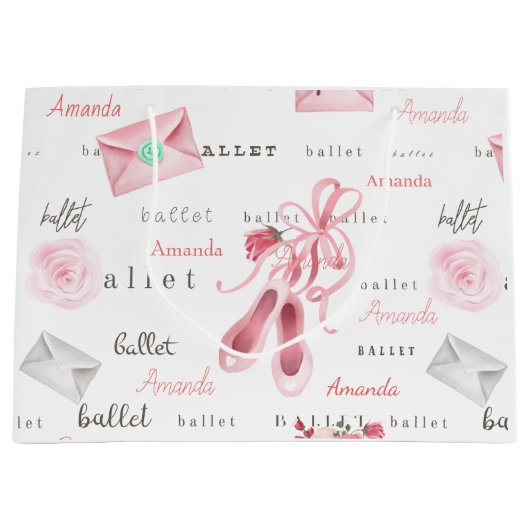 Aangepaste gepersonaliseerde Ballerina Ballet Roze Groot Cadeauzakje (Voorkant)