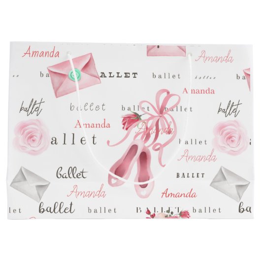 Aangepaste gepersonaliseerde Ballerina Ballet Roze Groot Cadeauzakje (Achterkant)