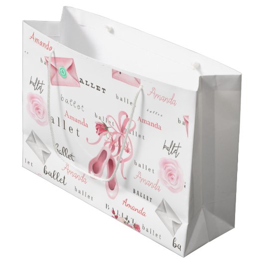 Aangepaste gepersonaliseerde Ballerina Ballet Roze Groot Cadeauzakje (Voorkant Gekanteld)