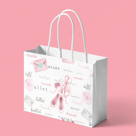 Aangepaste gepersonaliseerde Ballerina Ballet Roze Groot Cadeauzakje