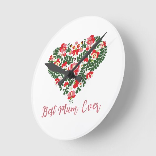 Aangepaste gepersonaliseerde Best Mum Ever Script  Ronde Klok (Hoek)