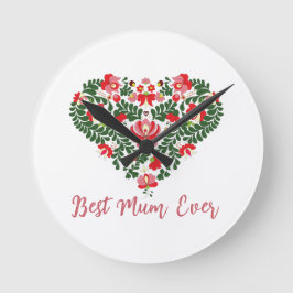 Aangepaste gepersonaliseerde Best Mum Ever Script  Ronde Klok