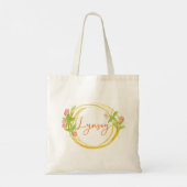 Aangepaste gepersonaliseerde bloemenkrans bruidsme tote bag (Achterkant)
