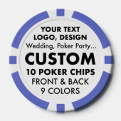 Aangepaste gepersonaliseerde BLUE Poker Chips (9 k (Voorkant)