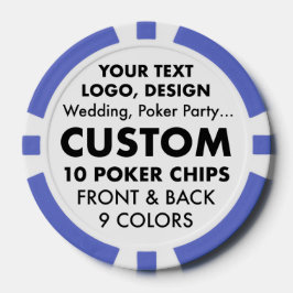 Aangepaste gepersonaliseerde BLUE Poker Chips (9 k