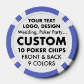 Aangepaste gepersonaliseerde BLUE Poker Chips (9 k (Achterkant)