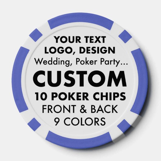 Aangepaste gepersonaliseerde BLUE Poker Chips (9 k (Achterkant)