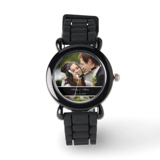 Aangepaste gepersonaliseerde bruiloft foto aandenk horloge (Voorkant)