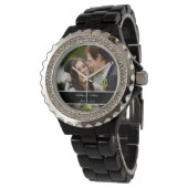 Aangepaste gepersonaliseerde bruiloft foto aandenk horloge (Gekanteld)