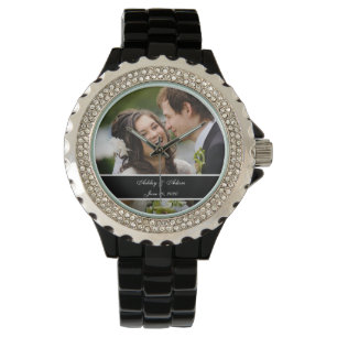 Aangepaste gepersonaliseerde bruiloft foto aandenk horloge