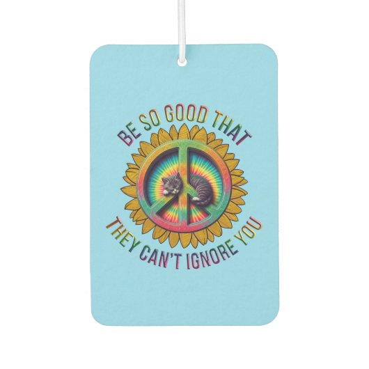 Aangepaste Gepersonaliseerde Cat Peace Hippie Tie  Luchtverfrisser (Voorkant)