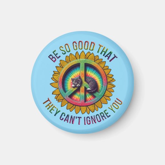 Aangepaste Gepersonaliseerde Cat Peace Hippie Tie Magneet (Voorkant)