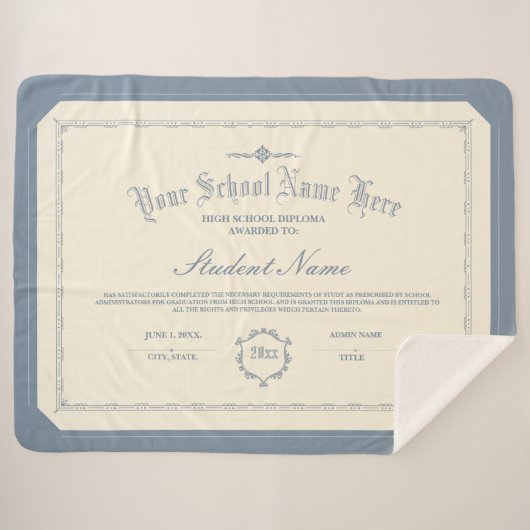 Aangepaste gepersonaliseerde Diploma Traditioneel  Sherpa Deken (Voorkant (horizontaal))