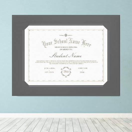Aangepaste gepersonaliseerde Diploma Traditionele  Canvas Afdruk (Insitu (Houten vloer))