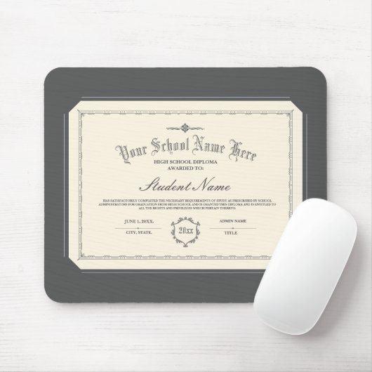 Aangepaste gepersonaliseerde Diploma Traditionele  Muismat (Met muis)