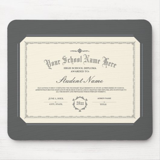 Aangepaste gepersonaliseerde Diploma Traditionele  Muismat (Voorkant)