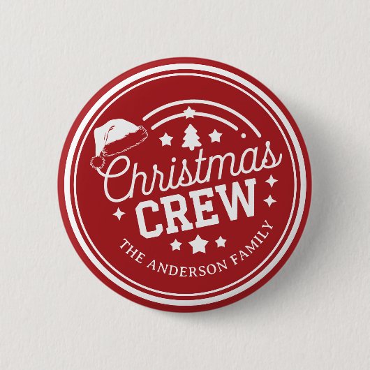 Aangepaste gepersonaliseerde DIY Christmas Crew ro Ronde Button 5,7 Cm (Voorkant)