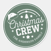 Aangepaste gepersonaliseerde DIY Christmas Crew st Ronde Sticker (Voorkant)